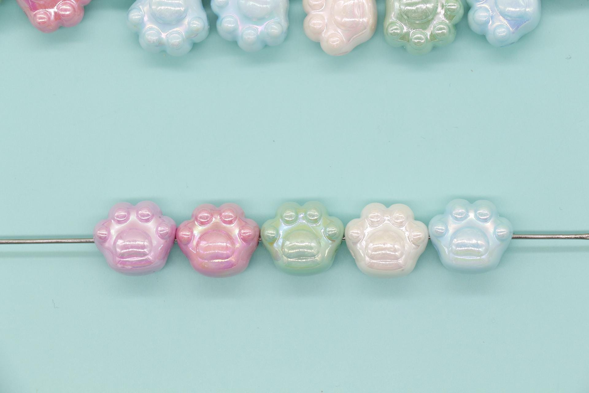 Iridescent Paw Beads, Paw AB beads, Chunky Paw Beads, Mixed Beads, Chunky Beads, Large Hole Beads, Beads for Bracelets