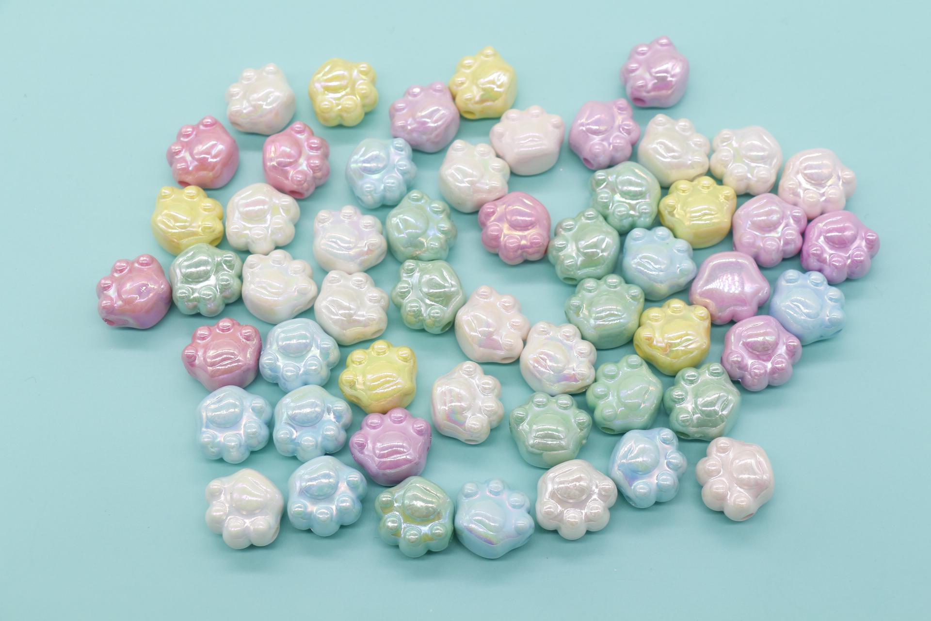 Iridescent Paw Beads, Paw AB beads, Chunky Paw Beads, Mixed Beads, Chunky Beads, Large Hole Beads, Beads for Bracelets