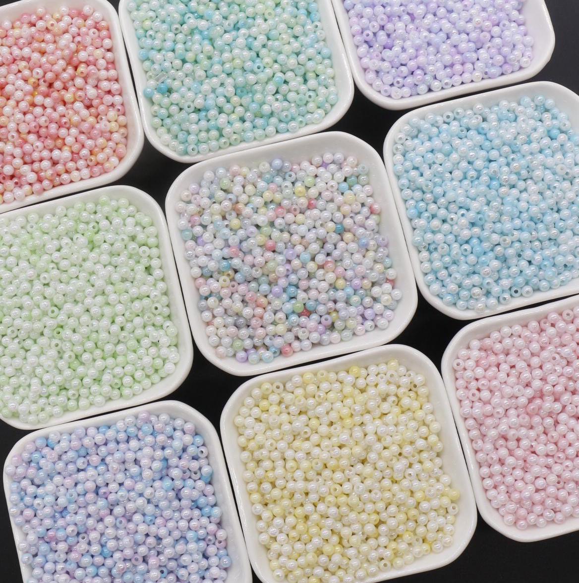 4mm Ombre Beads, Plastic Iridescent Beads, Round Spacer Beads, Bubblegum Beads, Beads for Bracelets, Mermaid Beads, Jewelry Making Beads