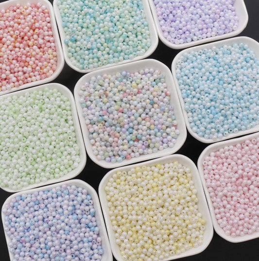 4mm Ombre Beads, Plastic Iridescent Beads, Round Spacer Beads, Bubblegum Beads, Beads for Bracelets, Mermaid Beads, Jewelry Making Beads