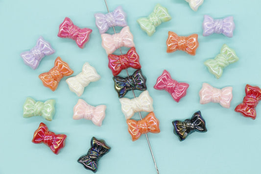 Iridescent Bow Beads, Bow AB beads, Mixed Beads, Chunky Beads, Large Hole Beads, Beads for Bracelets, Beads for Pen