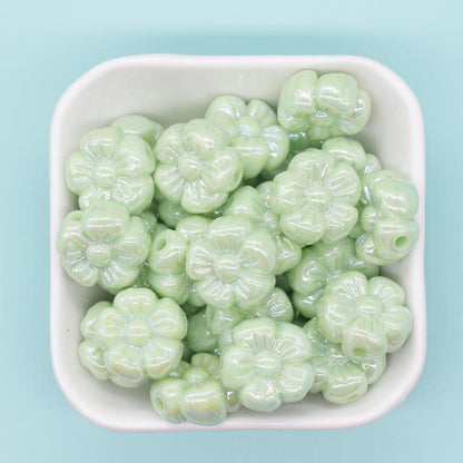 Flower Beads, Iridescent Flower Beads, Flower AB Beads, Floral Beads, Large Hole Beads, Beads for Bracelets