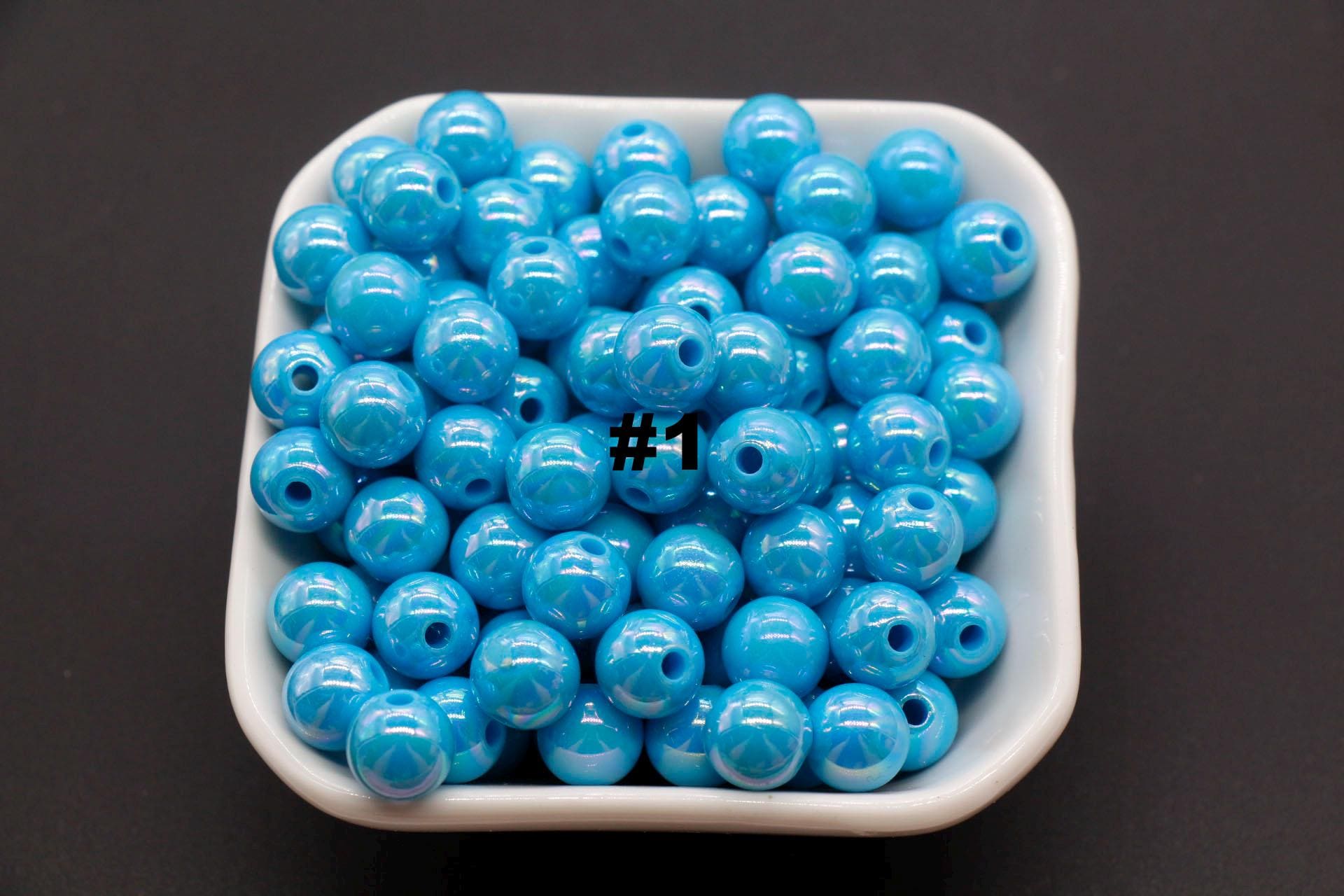 10mm Blue AB Beads, Iridescent Beads, Sparkle Blue Gumball Beads, Bubblegum Beads, Chunky Beads, Beads for Bracelets