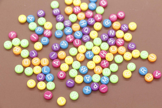 Mixed Letter Beads, Plastic Letter Beads, Alphabet Beads, Mix Beads, Round Beads, Name Initial Beads 7mm #3553