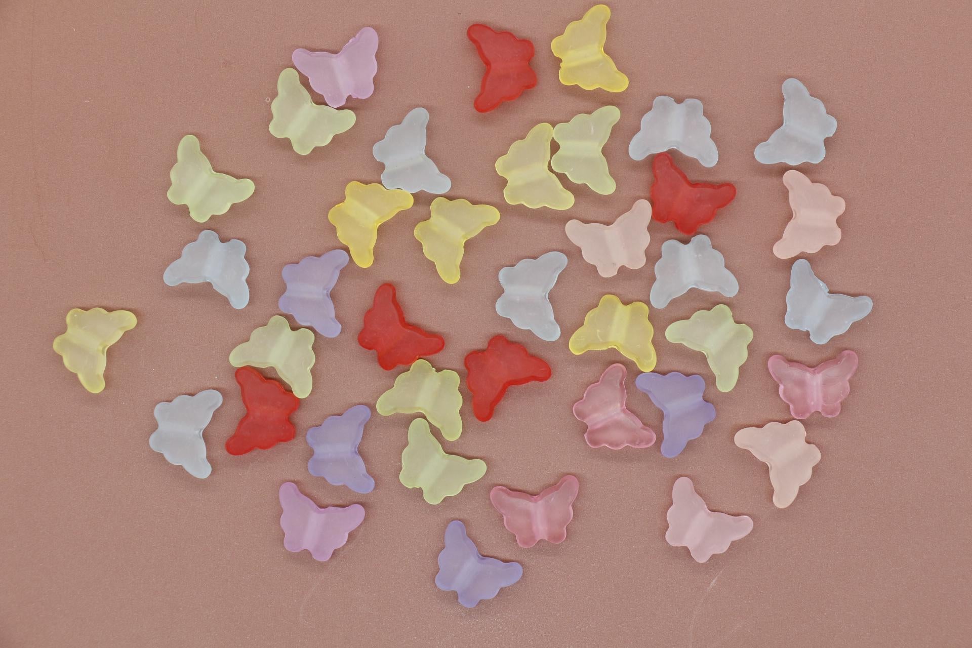 Matte Butterfly Beads, Frosted Butterfly Beads, Mixed Beads, Plastic Beads, Beads for Bracelets #3554