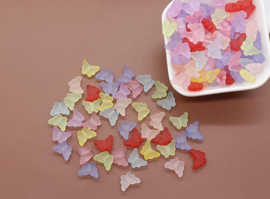 Matte Butterfly Beads, Frosted Butterfly Beads, Mixed Beads, Plastic Beads, Beads for Bracelets #3554