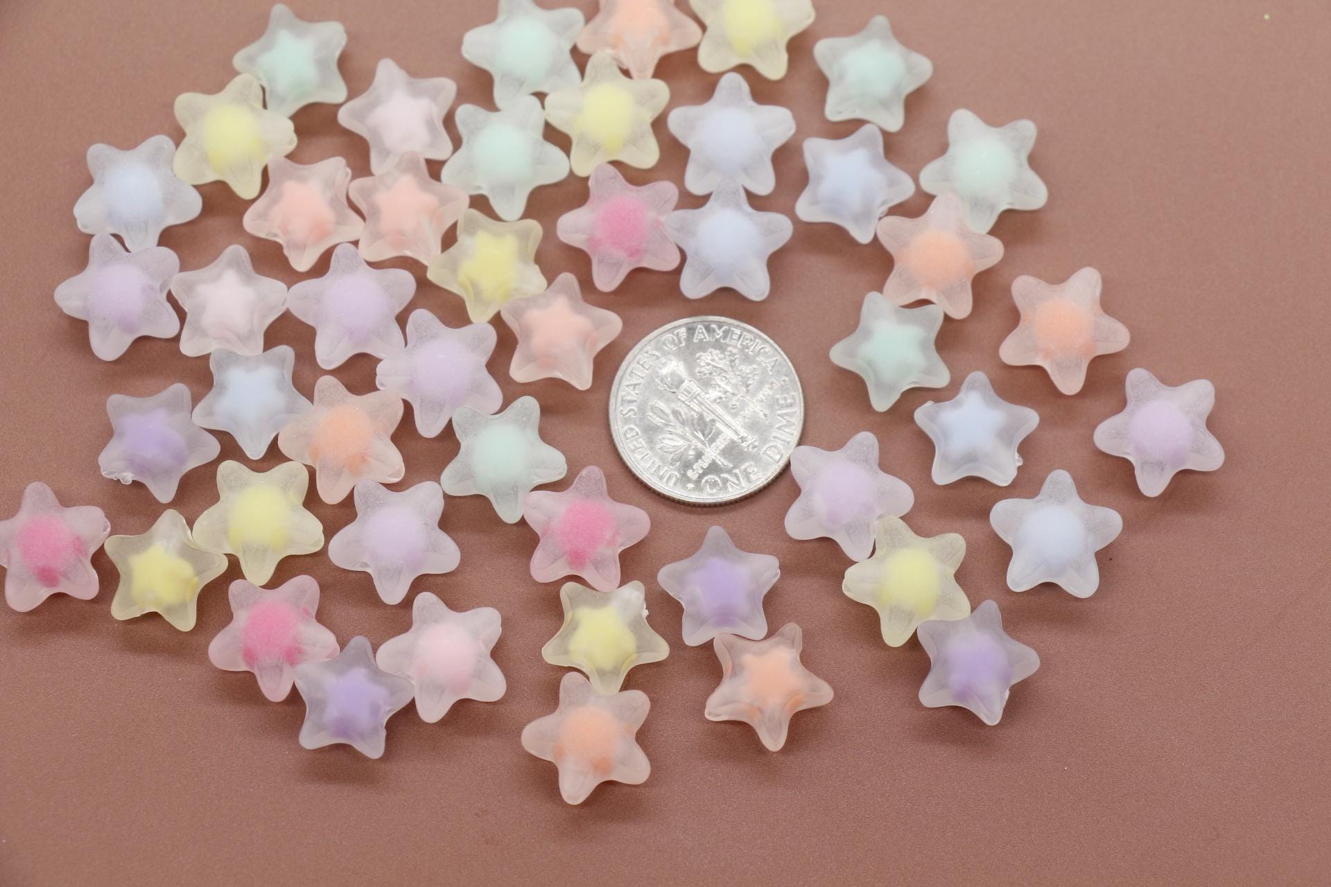 Matte Star Beads, Frosted Star Beads, Mixed Star Beads, Plastic Beads, Beads for Bracelets #3555