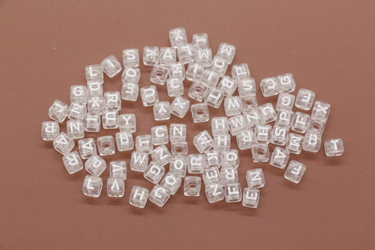 Cube Transparent Letter Beads, Mixed Letter Beads, Plastic Letter Beads, Square Name Beads, Size 6mm, #3556