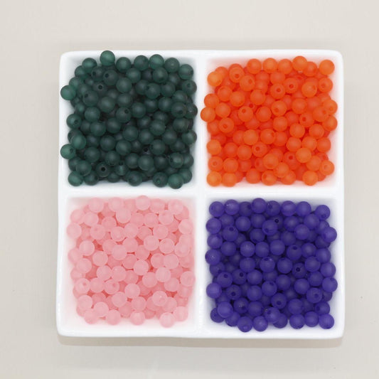 8mm Matte Beads, Frosted Gumball Beads, Plastic Round Beads, Chunky Beads, Round Plastic Beads