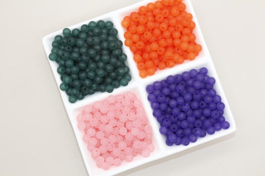 8mm Matte Beads, Frosted Gumball Beads, Plastic Round Beads, Chunky Beads, Round Plastic Beads
