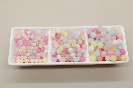 Mixed Jelly Color Beads, Round Beads, Gumball Beads, Bubblegum Beads, Chunky Beads, Beads for Bracelets, Plastic Beads