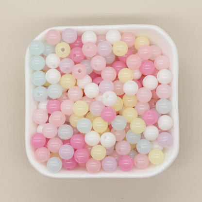 Mixed Jelly Color Beads, Round Beads, Gumball Beads, Bubblegum Beads, Chunky Beads, Beads for Bracelets, Plastic Beads
