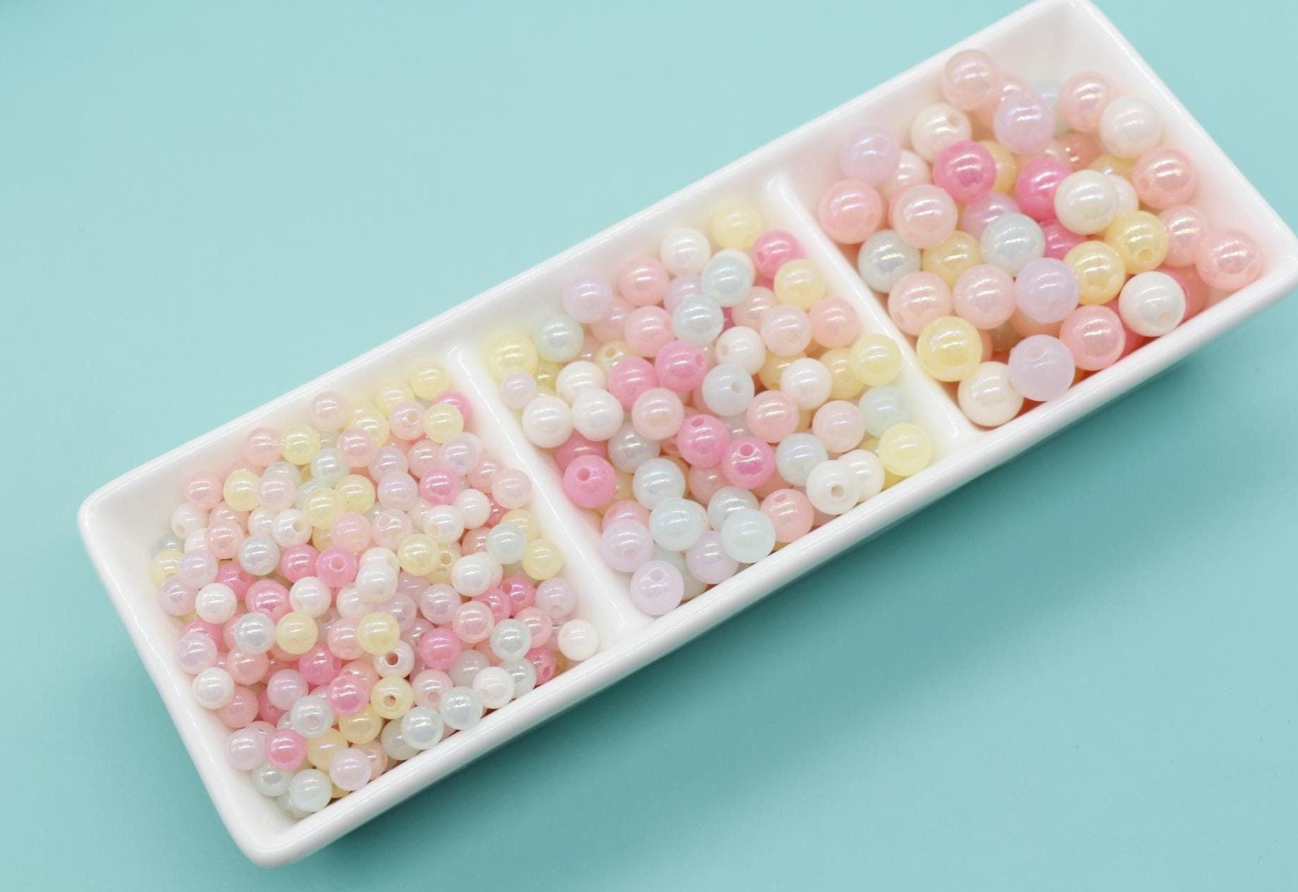Iridescent Jelly Color Beads, Mixed Round Beads, Gumball Beads, Bubblegum Beads, Chunky Beads, Beads for Bracelets, Plastic Beads
