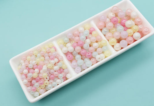 Iridescent Jelly Color Beads, Mixed Round Beads, Gumball Beads, Bubblegum Beads, Chunky Beads, Beads for Bracelets, Plastic Beads