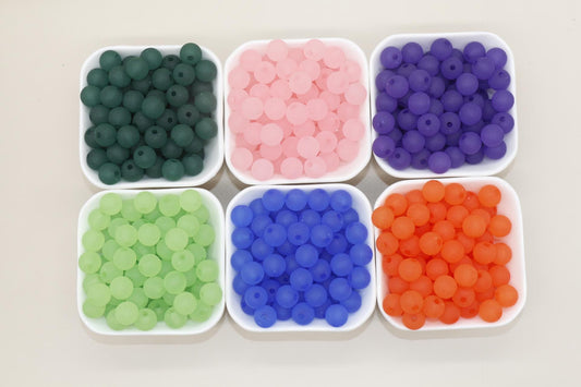 12mm Matte Beads, Frosted Gumball Beads, Plastic Round Beads, Chunky Beads, Round Plastic Beads