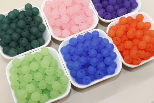 12mm Matte Beads, Frosted Gumball Beads, Plastic Round Beads, Chunky Beads, Round Plastic Beads