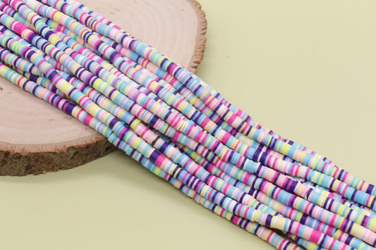 6mm Mix Heishi Beads, Multicolor Polymer Clay Disc Beads, African Disc Beads, Vinyl Heishi, Rainbow Heishi Beads, Full Strand #724