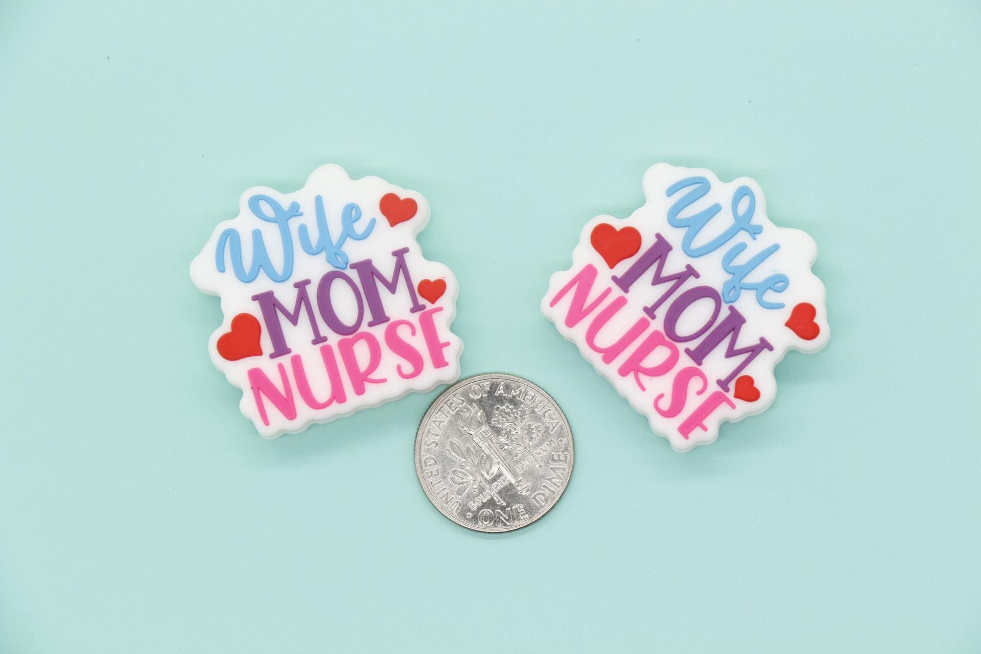 Wife Mom Nurse Beads, Mom Silicone Beads, Silicone Chunky Beads, Silicone Loose Beads, Focal Beads #737