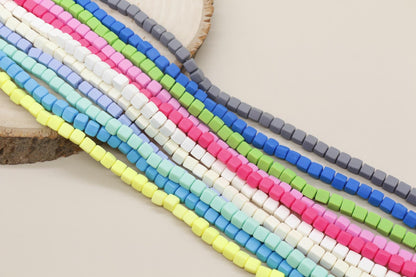 6mm Cube Polymer Clay Beads, Assort Color Heishi Beads, Square Clay Beads, Jewelry Beads, Bead for Bracelet