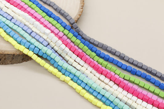 6mm Cube Polymer Clay Beads, Assort Color Heishi Beads, Square Clay Beads, Jewelry Beads, Bead for Bracelet