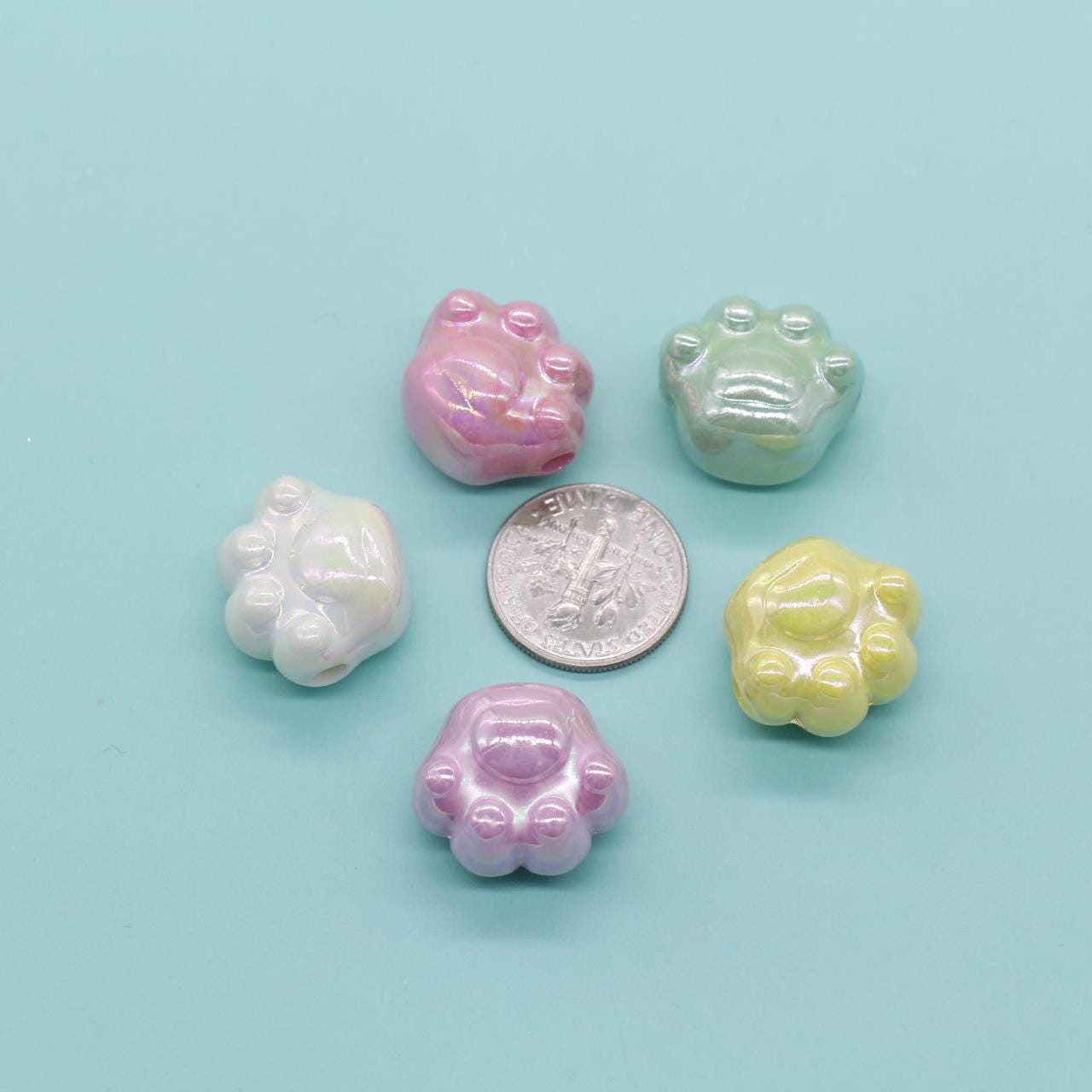 Iridescent Paw Beads, Paw AB beads, Chunky Paw Beads, Mixed Beads, Chunky Beads, Large Hole Beads, Beads for Bracelets