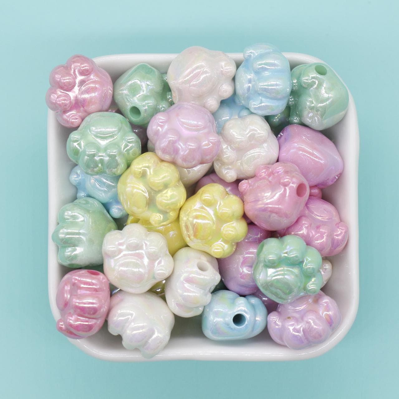 Iridescent Paw Beads, Paw AB beads, Chunky Paw Beads, Mixed Beads, Chunky Beads, Large Hole Beads, Beads for Bracelets