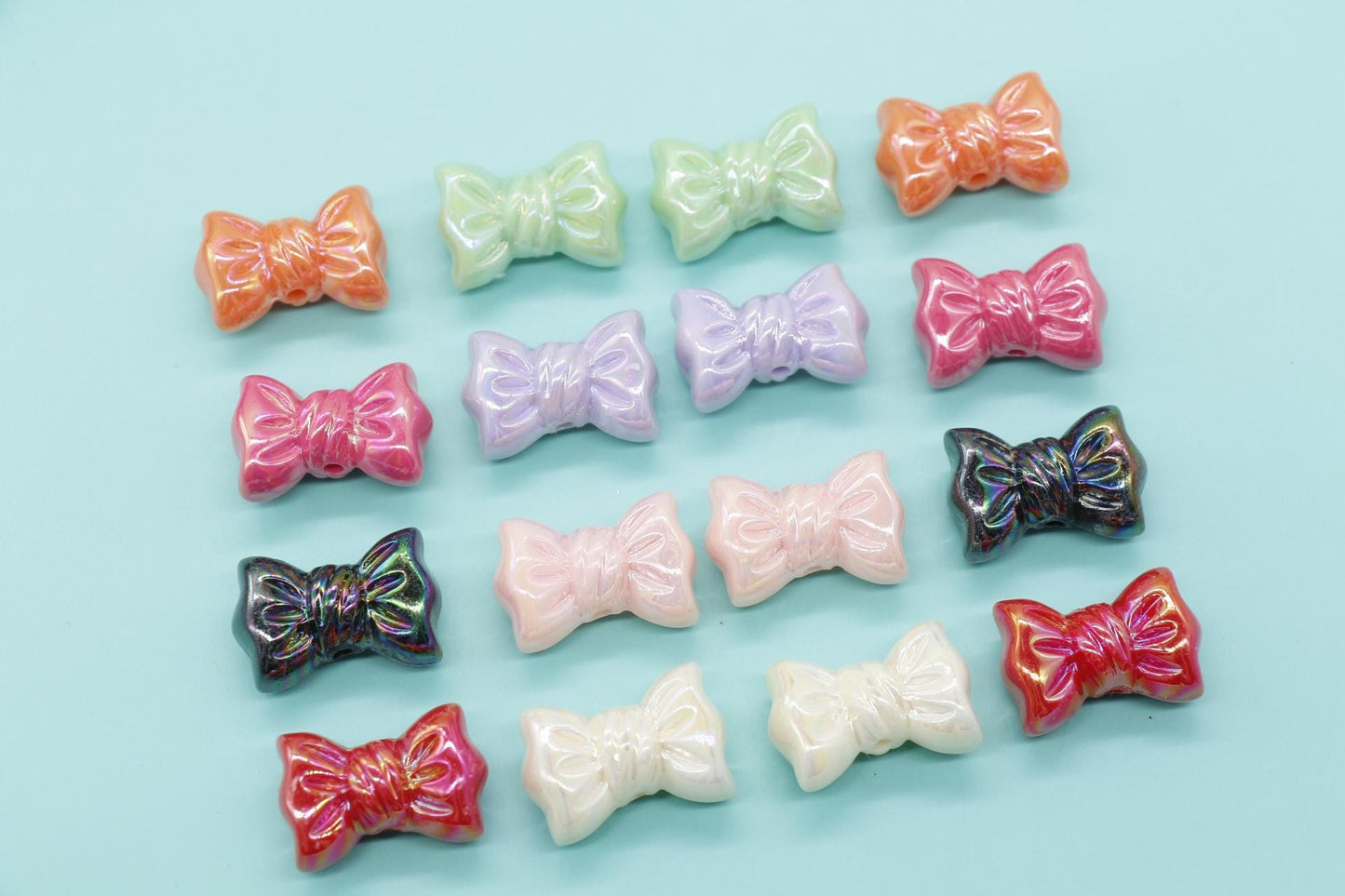 Iridescent Bow Beads, Bow AB beads, Mixed Beads, Chunky Beads, Large Hole Beads, Beads for Bracelets, Beads for Pen