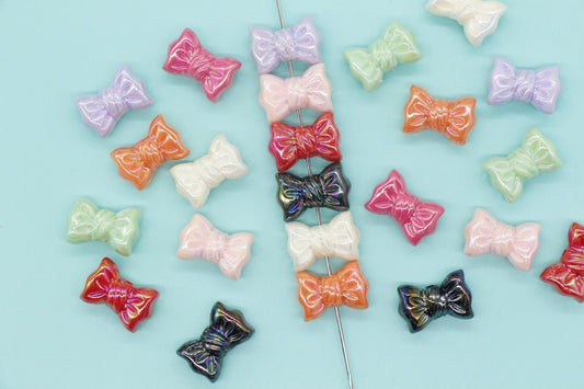Iridescent Bow Beads, Bow AB beads, Mixed Beads, Chunky Beads, Large Hole Beads, Beads for Bracelets, Beads for Pen