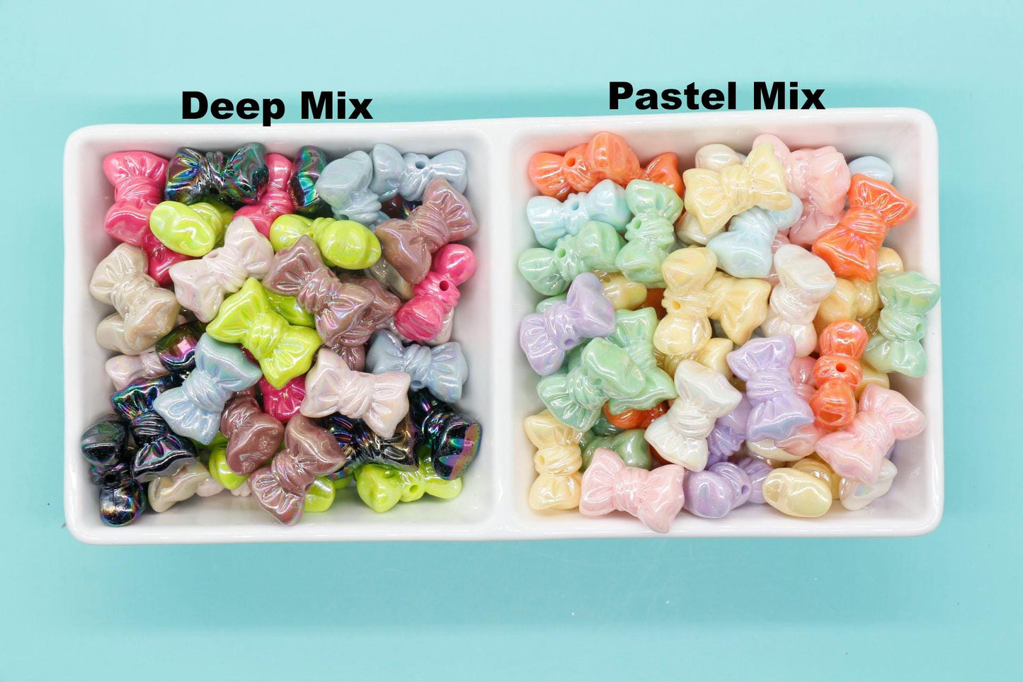 Iridescent Bow Beads, Bow AB beads, Mixed Beads, Chunky Beads, Large Hole Beads, Beads for Bracelets, Beads for Pen