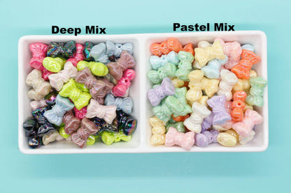 Iridescent Bow Beads, Bow AB beads, Mixed Beads, Chunky Beads, Large Hole Beads, Beads for Bracelets, Beads for Pen