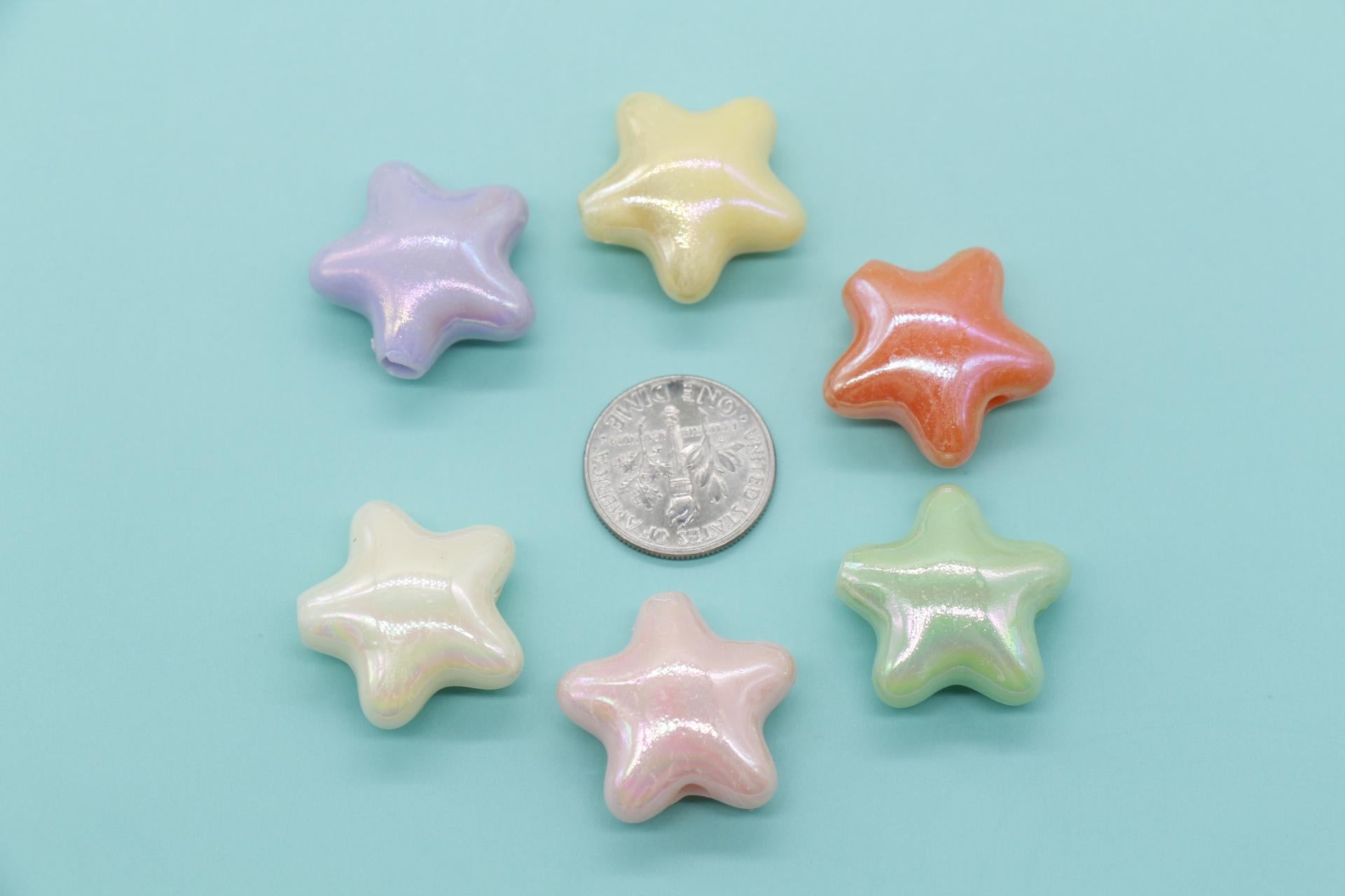 Chunky Star Beads, Iridescent Star Beads, Star AB Beads, Large Hole Beads, Beads for Bracelets