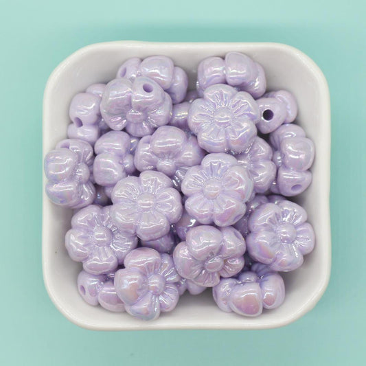 Flower Beads, Iridescent Flower Beads, Flower AB Beads, Floral Beads, Large Hole Beads, Beads for Bracelets
