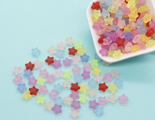Matte Star Beads, Frosted Star Beads, Mixed Star Beads, Plastic Beads, Beads for Bracelets #1748