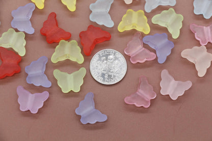 Matte Butterfly Beads, Frosted Butterfly Beads, Mixed Beads, Plastic Beads, Beads for Bracelets #3554