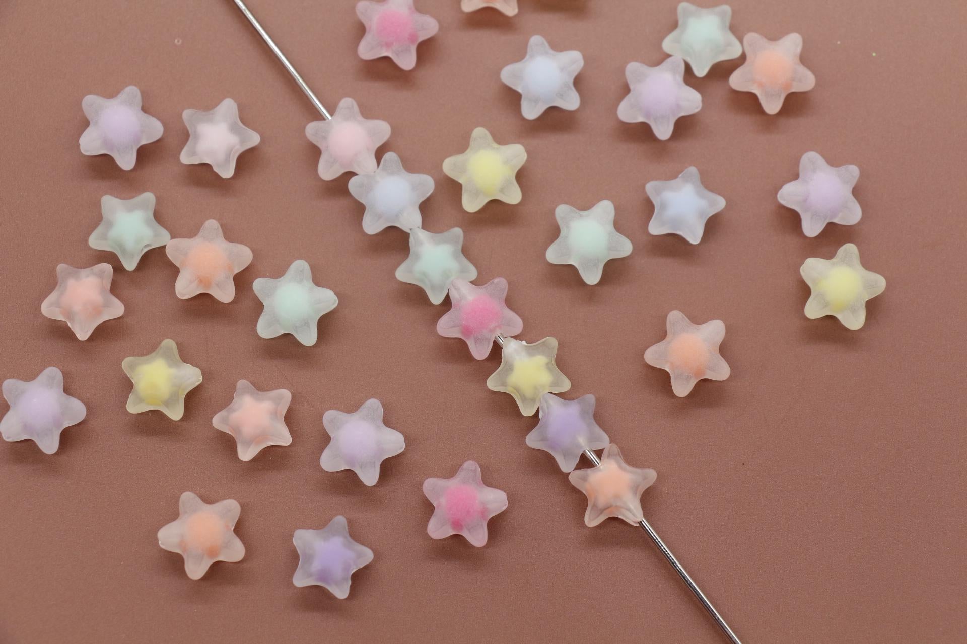 Matte Star Beads, Frosted Star Beads, Mixed Star Beads, Plastic Beads, Beads for Bracelets #3555