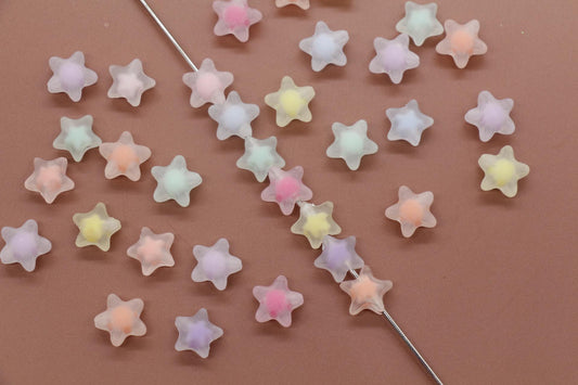 Matte Star Beads, Frosted Star Beads, Mixed Star Beads, Plastic Beads, Beads for Bracelets #3555