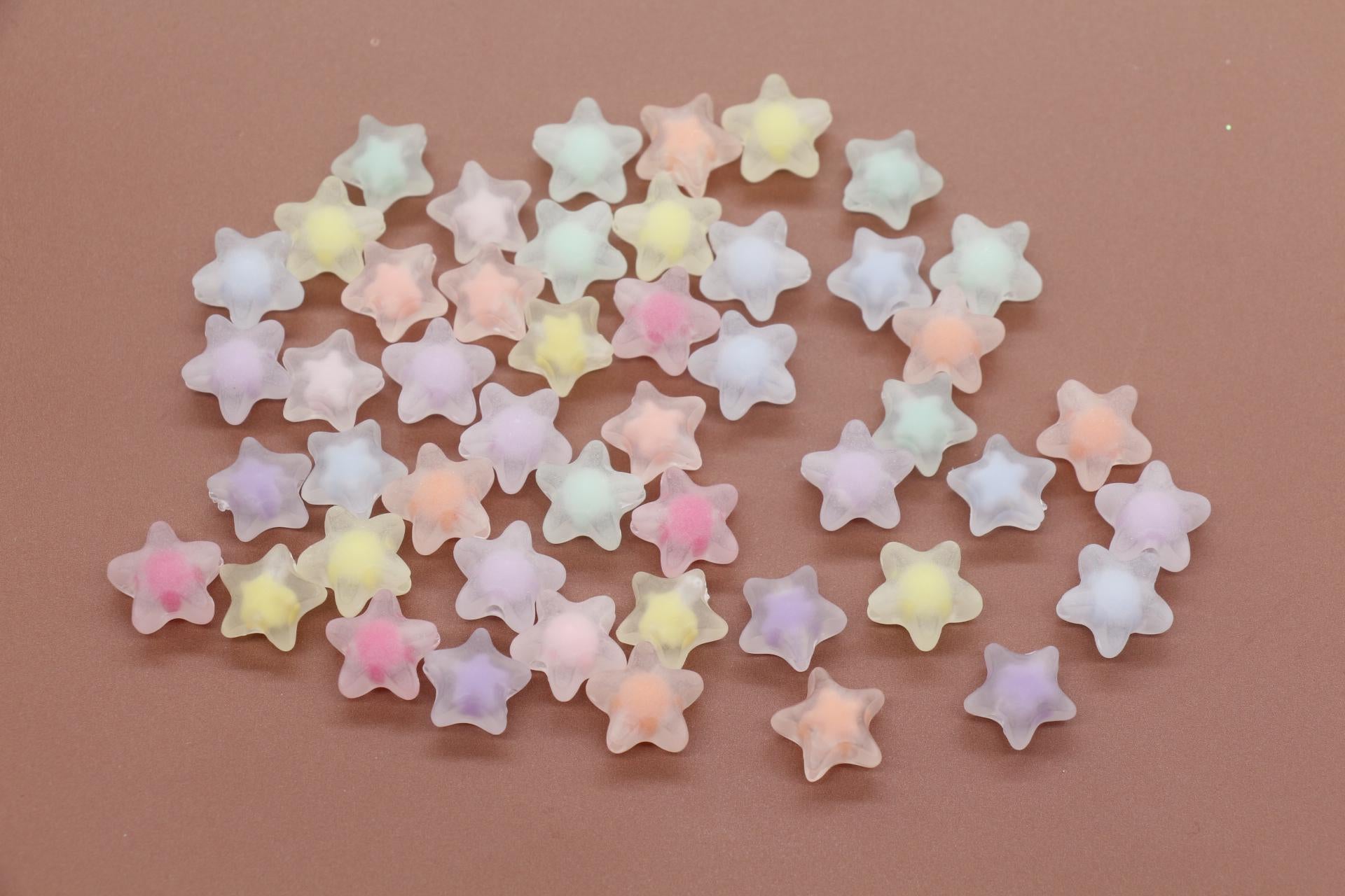 Matte Star Beads, Frosted Star Beads, Mixed Star Beads, Plastic Beads, Beads for Bracelets #3555