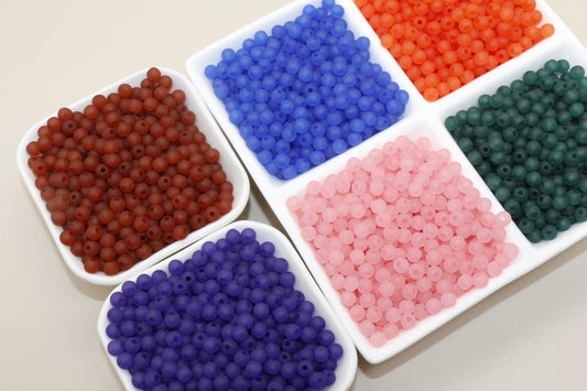 6mm Matte Beads, Frosted Gumball Beads, Plastic Round Beads, Chunky Beads, Beads for Bracelets, Acrylic Beads