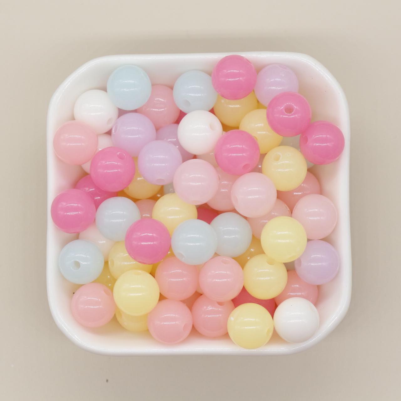 Mixed Jelly Color Beads, Round Beads, Gumball Beads, Bubblegum Beads, Chunky Beads, Beads for Bracelets, Plastic Beads