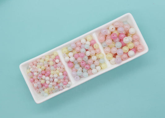 Iridescent Jelly Color Beads, Mixed Round Beads, Gumball Beads, Bubblegum Beads, Chunky Beads, Beads for Bracelets, Plastic Beads