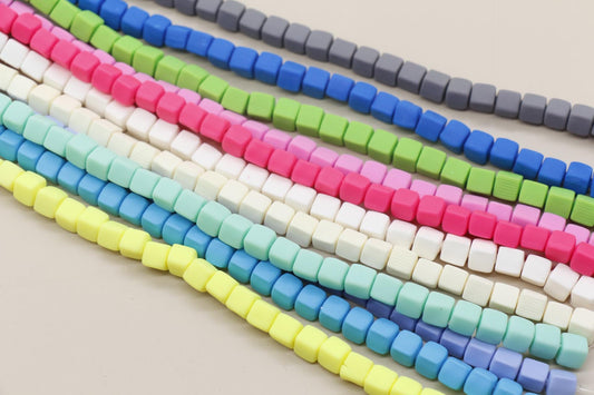 6mm Cube Polymer Clay Beads, Assort Color Heishi Beads, Square Clay Beads, Jewelry Beads, Bead for Bracelet