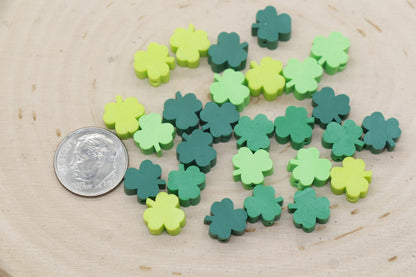 Four Leaf Clover Beads, Irish Shamrock Clay Beads, St. Patrick Beads, Beads for Bracelet, Kids Craft Beads, Polymer Clay Beads,