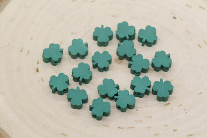 Four Leaf Clover Beads, Irish Shamrock Clay Beads, St. Patrick Beads, Beads for Bracelet, Kids Craft Beads, Polymer Clay Beads,