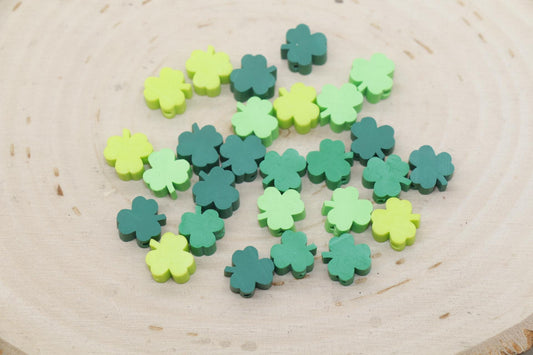 Four Leaf Clover Beads, Irish Shamrock Clay Beads, St. Patrick Beads, Beads for Bracelet, Kids Craft Beads, Polymer Clay Beads,