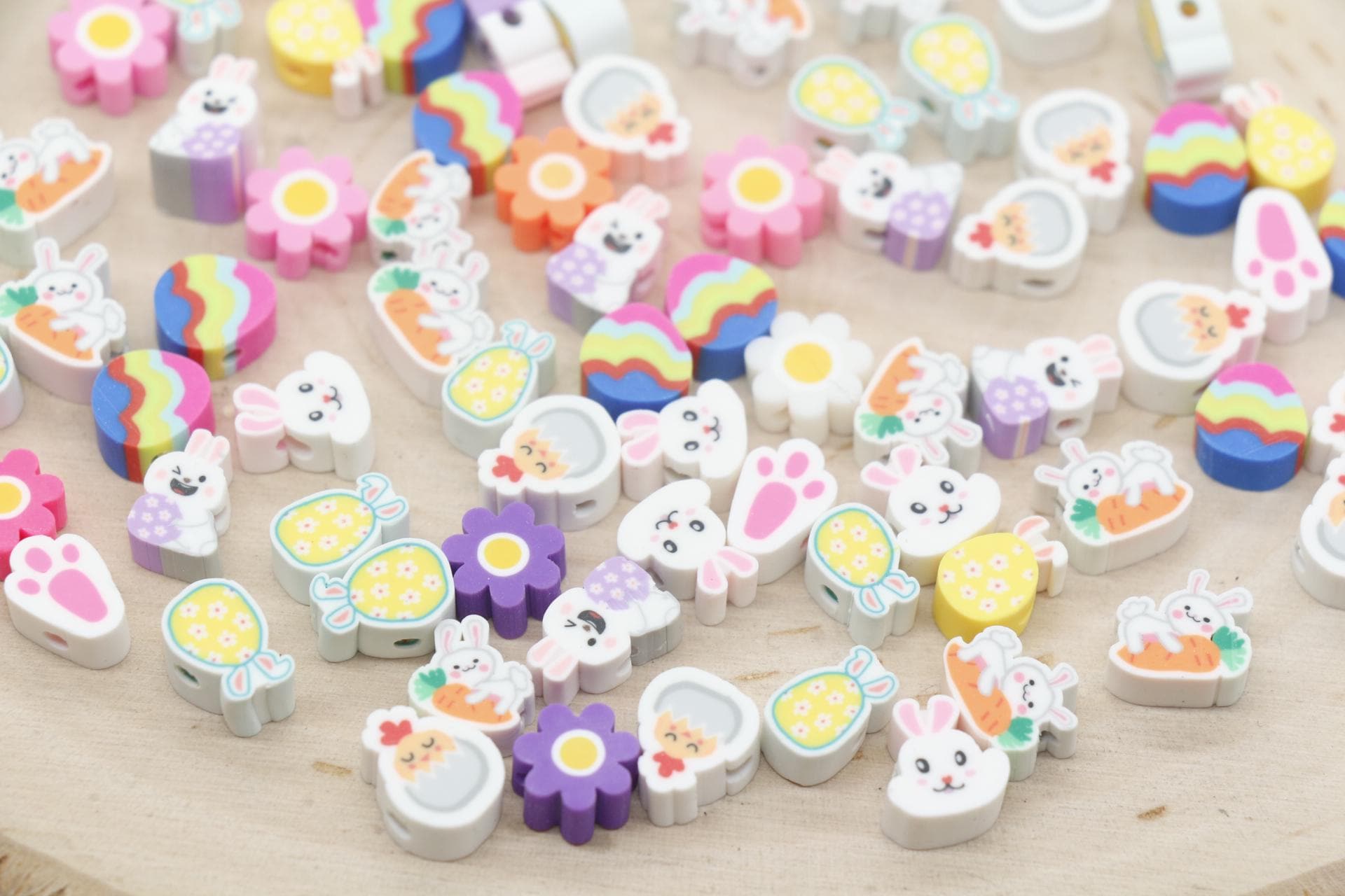 Easter Beads, Easter Polymer Clay Beads, Easter Egg Beads, Easter Bunny Beads, Jewelry Beads, Beads for Bracelet