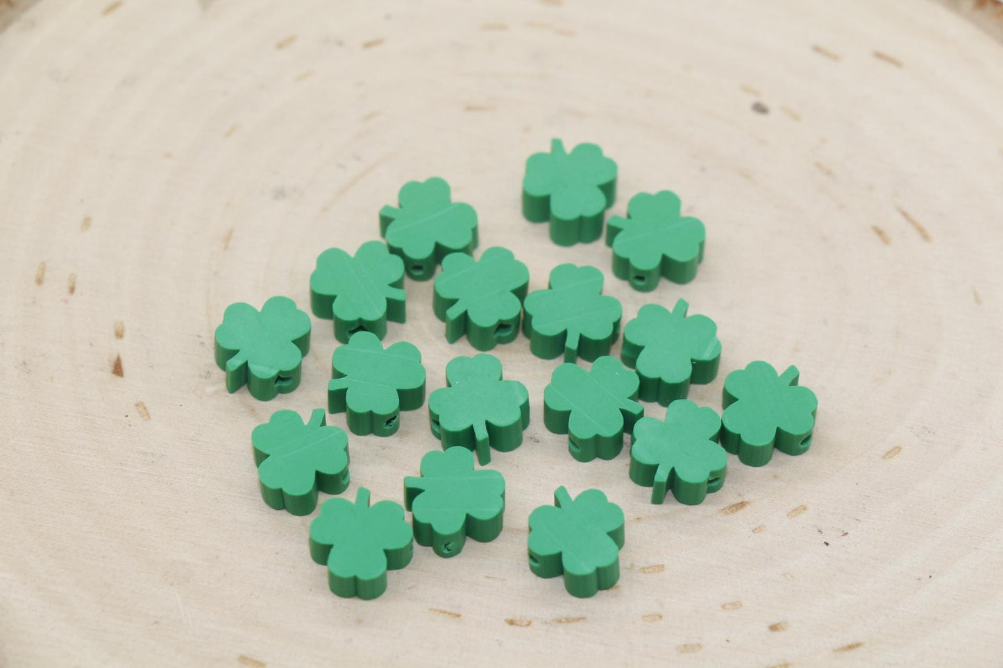 Four Leaf Clover Beads, Irish Shamrock Clay Beads, St. Patrick Beads, Beads for Bracelet, Kids Craft Beads, Polymer Clay Beads,