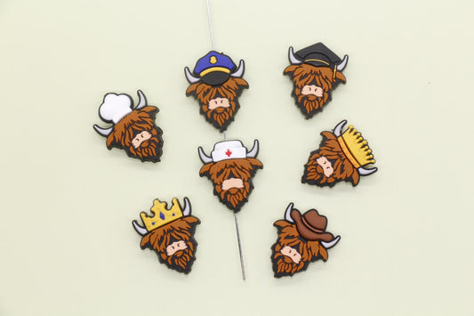 Highland Cow Silicone Focal Beads for Keychain Lanyard, Cowboy, Graduation, Nurse , Police Gifts