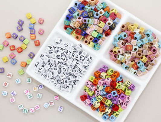 7mm Mix Zodiac Symbol Beads for DIY Jewelry Making, Constellation Astrology Beads & Craft Supplies