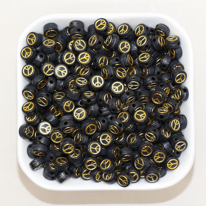 7mm Peace Beads | Round Acrylic Symbol Beads for Jewelry Making & Crafting, Peace Sign Beads for DIY Projects
