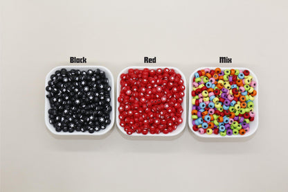 Acrylic Star Beads, 7mm Plastic Star Beads for Crafting, Bright Colors & Fun Designs, DIY Jewelry Supplies